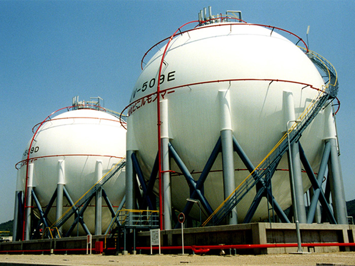 国内最大級の液化ガス用高圧球形タンク